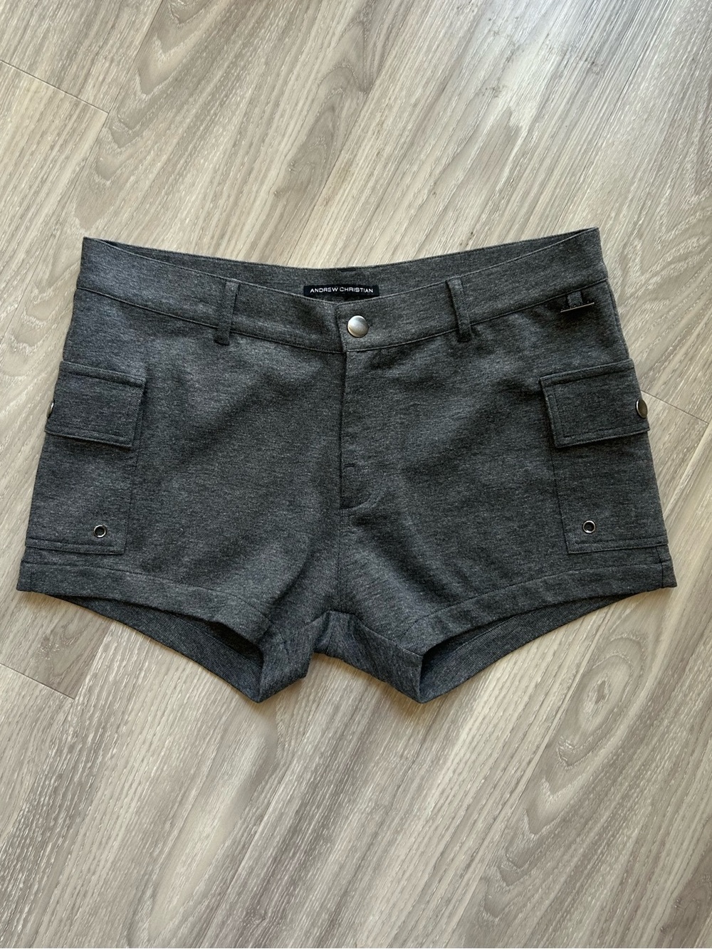 Andrew Christian | 3" Skinny Stretch Cargo Shorts in Charcoal (32" Waist)